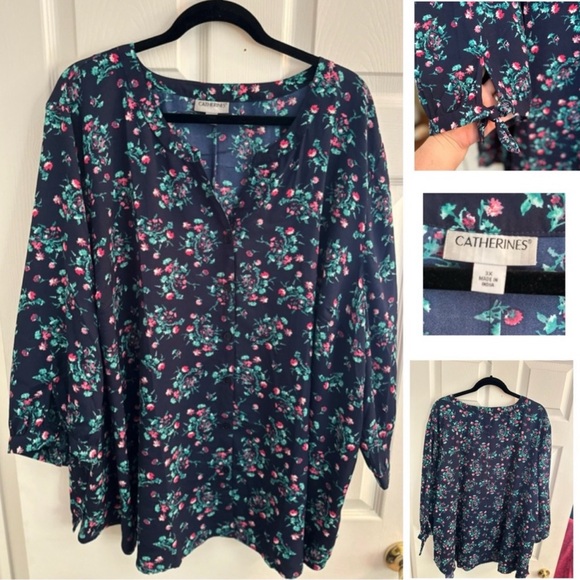 Catherine’s Georgette Buttonfront Tie Sleeve Cafe Blouse. BUNDLE! - Picture 2 of 7